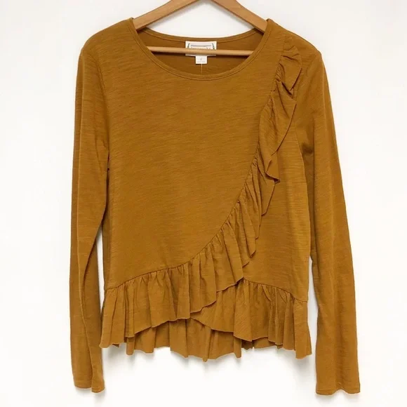 NWT Boutique LoveRiche Ruffle Long Sleeve Top Sz S - Picture 2 of 8